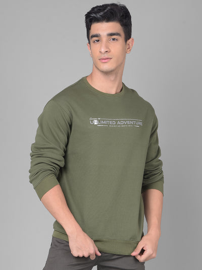 Olive Printed Sweatshirt-Men Sweatshirts-Crimsoune Club