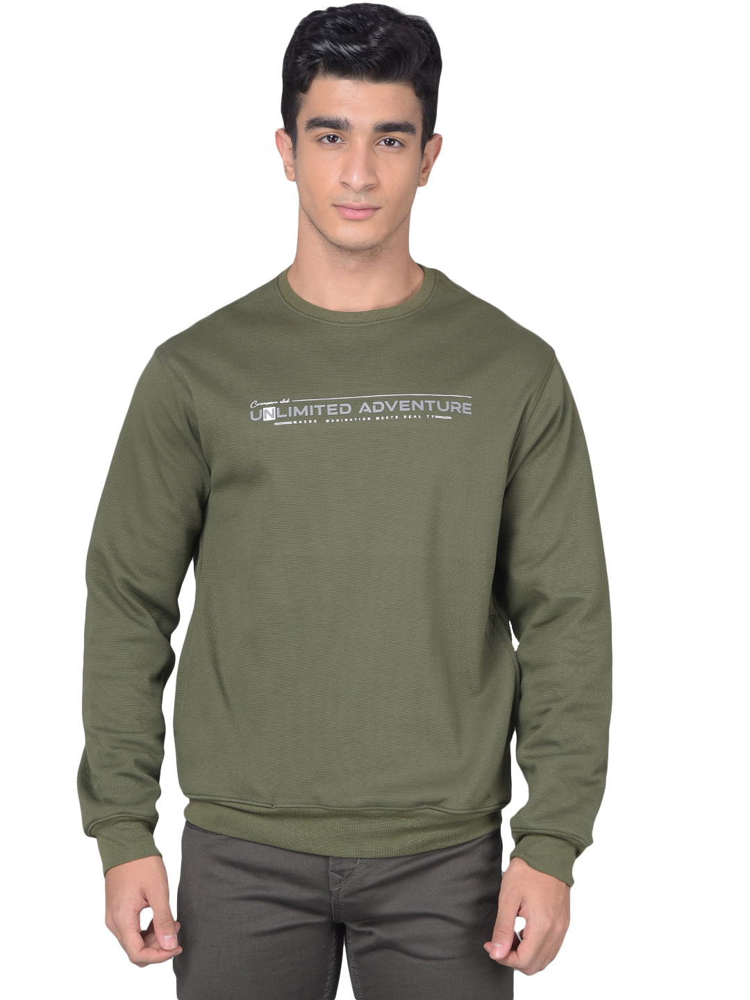 Olive Printed Sweatshirt-Men Sweatshirts-Crimsoune Club