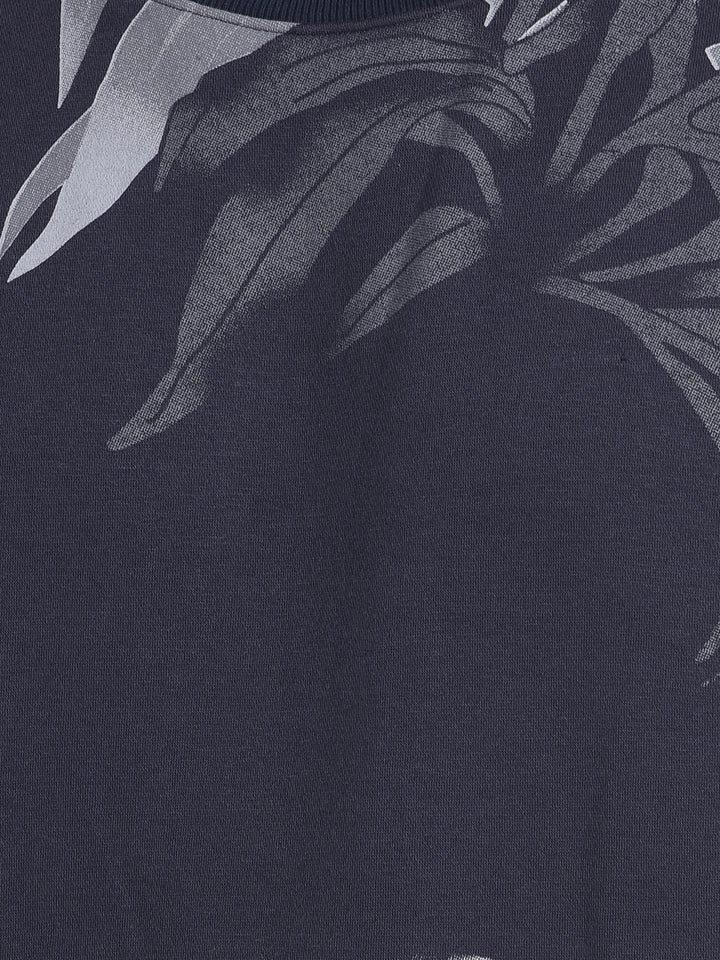 Navy Blue Printed Sweatshirt-Men Sweatshirts-Crimsoune Club