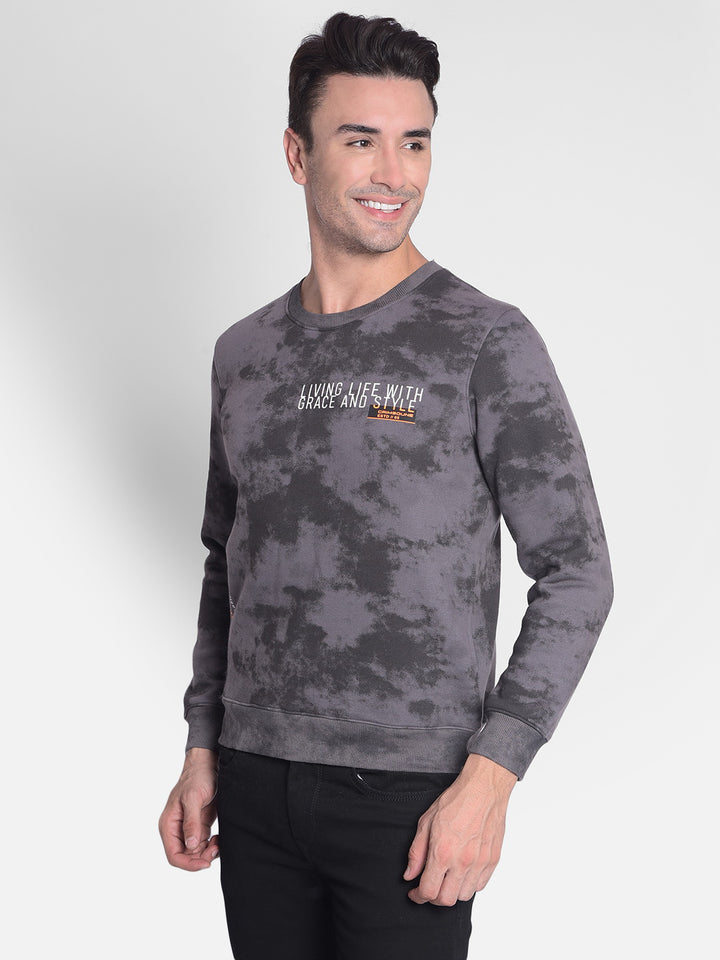 Grey Printed Sweatshirt-Men Sweatshirts-Crimsoune Club