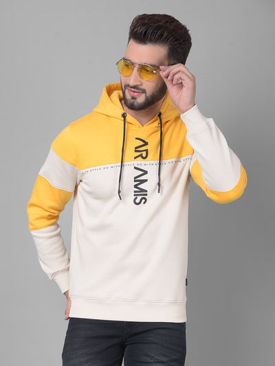 Yellow Colourblock Hooded Sweatshirt-Men Sweatshirts-Crimsoune Club