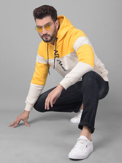 Yellow Colourblock Hooded Sweatshirt-Men Sweatshirts-Crimsoune Club