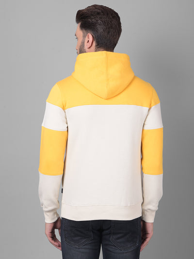 Yellow Colourblock Hooded Sweatshirt-Men Sweatshirts-Crimsoune Club