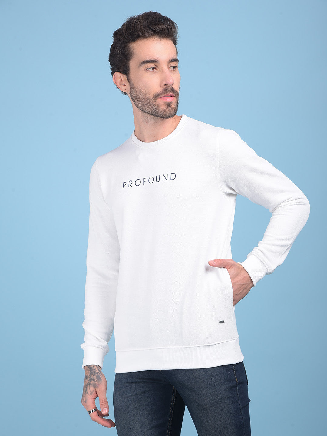 White Printed Sweatshirt-Men Sweatshirts-Crimsoune Club