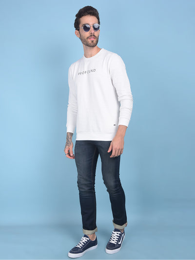 White Printed Sweatshirt-Men Sweatshirts-Crimsoune Club