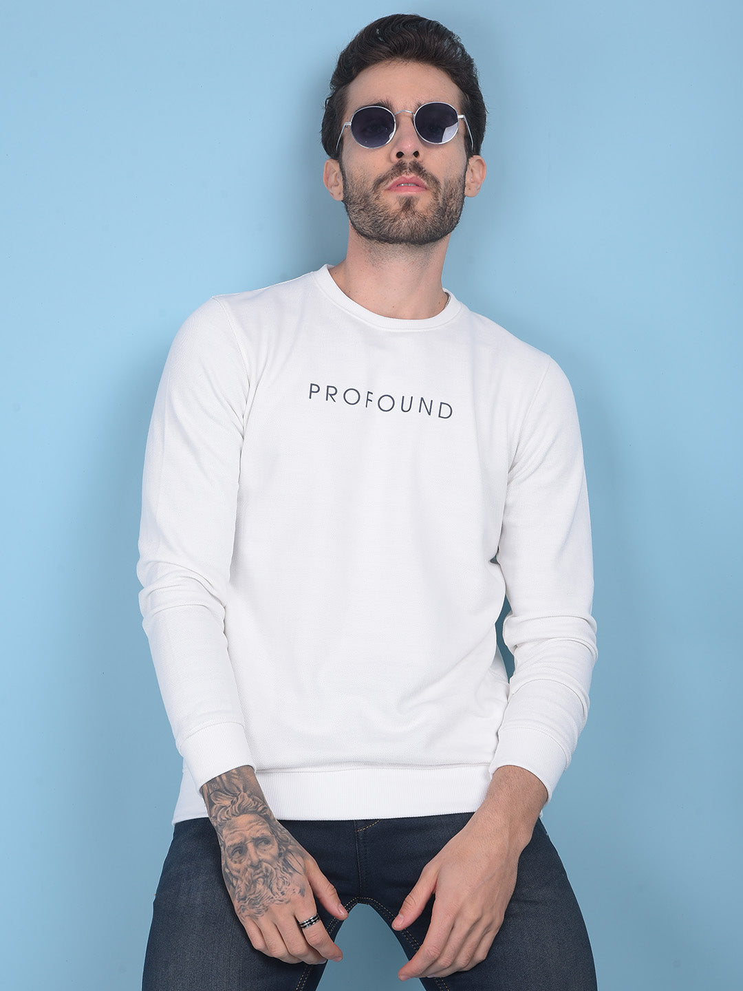 White Printed Sweatshirt-Men Sweatshirts-Crimsoune Club