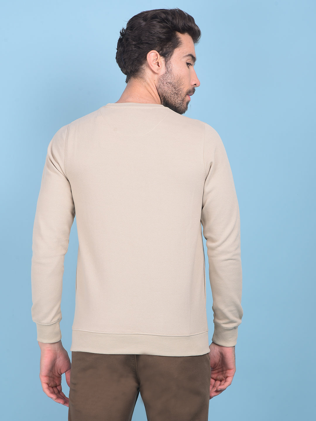 Beige Printed Sweatshirt-Men Sweatshirts-Crimsoune Club