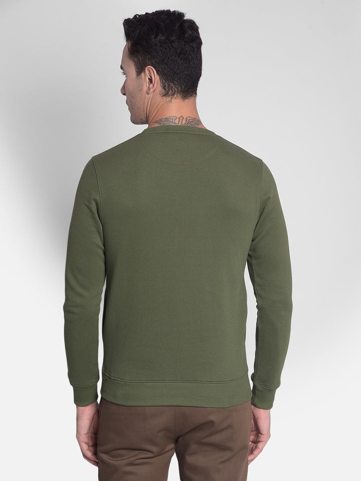 Olive Printed Sweatshirt-Men Sweatshirts-Crimsoune Club