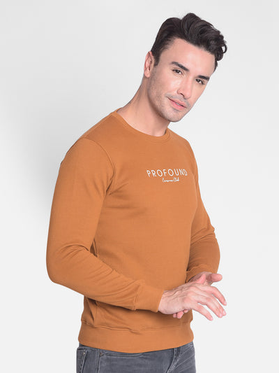 Brown Printed Sweatshirt-Men Sweatshirts-Crimsoune Club