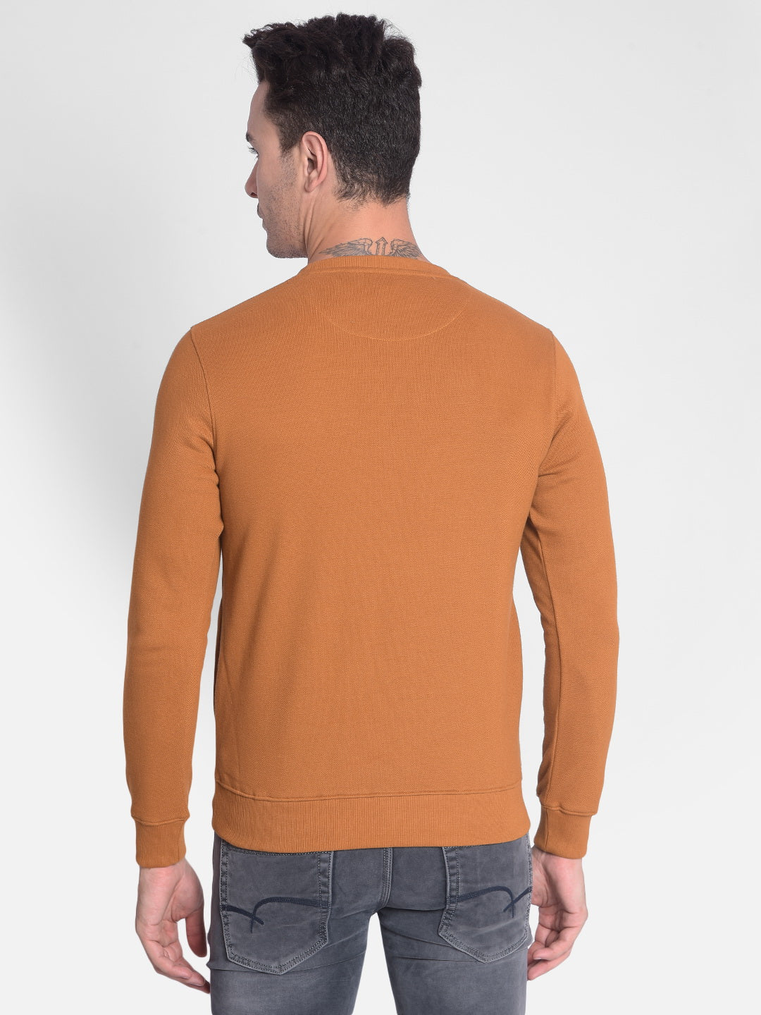 Brown Printed Sweatshirt-Men Sweatshirts-Crimsoune Club