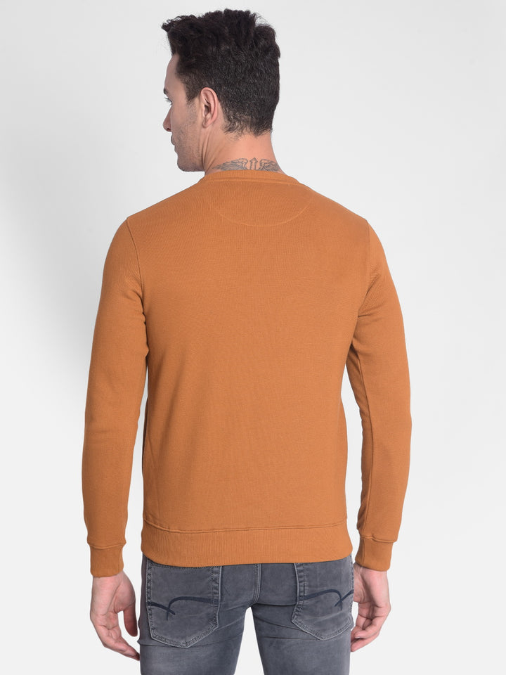 Brown Printed Sweatshirt-Men Sweatshirts-Crimsoune Club