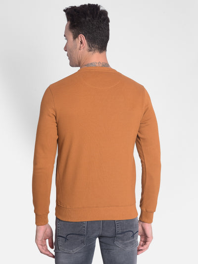 Brown Printed Sweatshirt-Men Sweatshirts-Crimsoune Club
