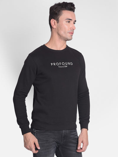 Black Printed Sweatshirt-Men Sweatshirts-Crimsoune Club