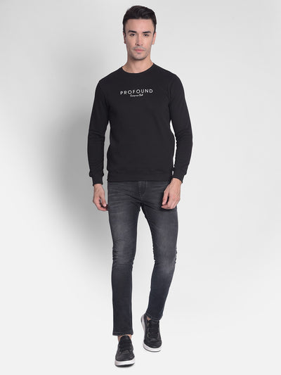 Black Printed Sweatshirt-Men Sweatshirts-Crimsoune Club