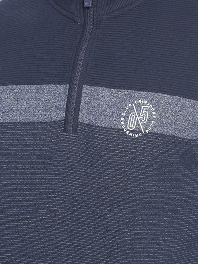 Navy Blue Colourblocked Sweatshirt-Men Sweatshirts-Crimsoune Club