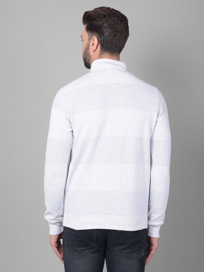 White Striped Sweatshirt-Men Sweatshirts-Crimsoune Club