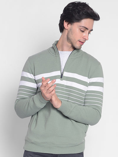 Olive Striped Sweatshirt-Men Sweatshirts-Crimsoune Club