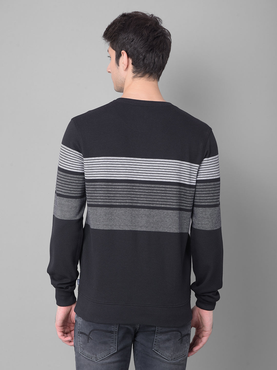 Black Striped Sweatshirt-Men Sweatshirts-Crimsoune Club