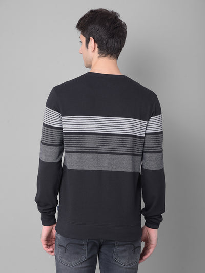 Black Striped Sweatshirt-Men Sweatshirts-Crimsoune Club