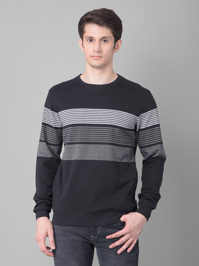 Black Striped Sweatshirt-Men Sweatshirts-Crimsoune Club