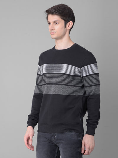 Black Striped Sweatshirt-Men Sweatshirts-Crimsoune Club