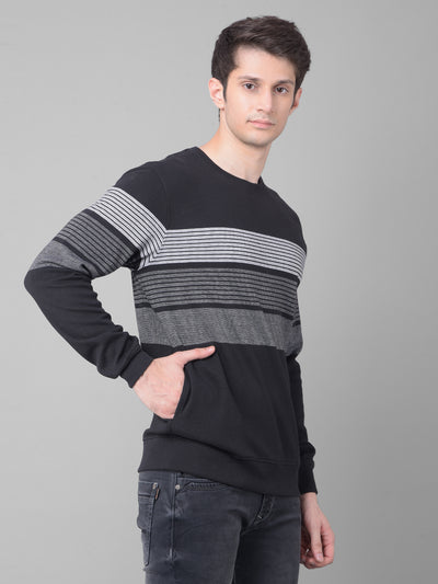 Black Striped Sweatshirt-Men Sweatshirts-Crimsoune Club