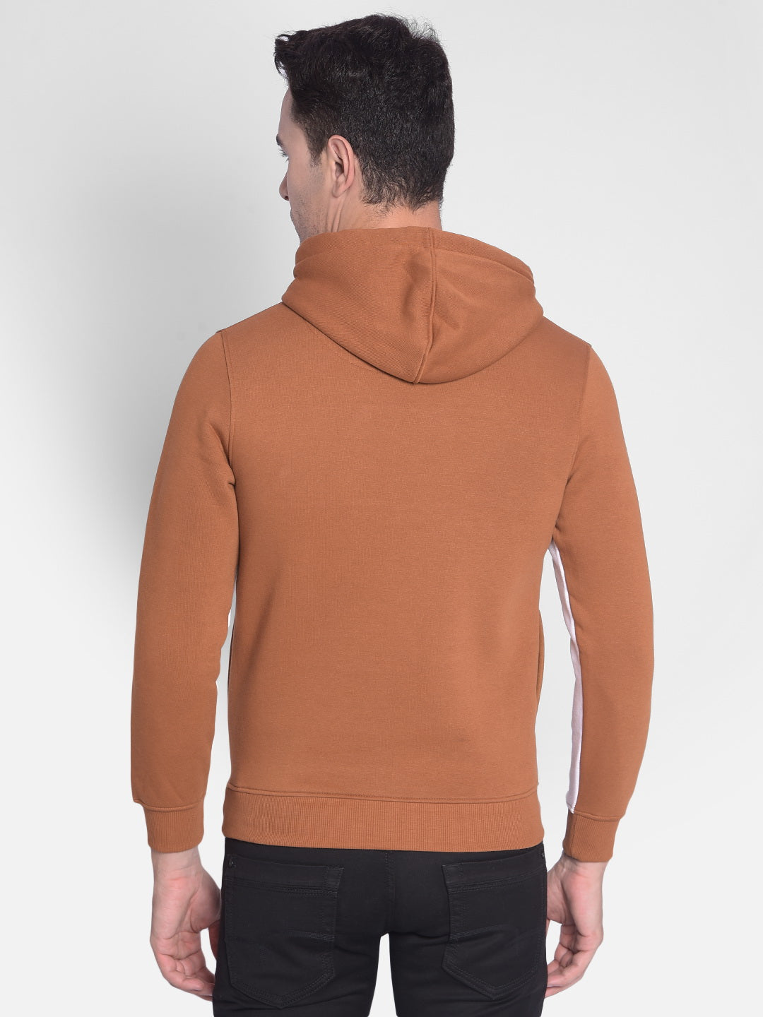 Brown Printed Sweatshirt With Hood-Men Sweatshirts-Crimsoune Club