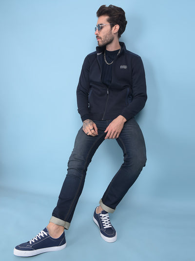 Navy Blue Sweatshirt-Men Sweatshirts-Crimsoune Club