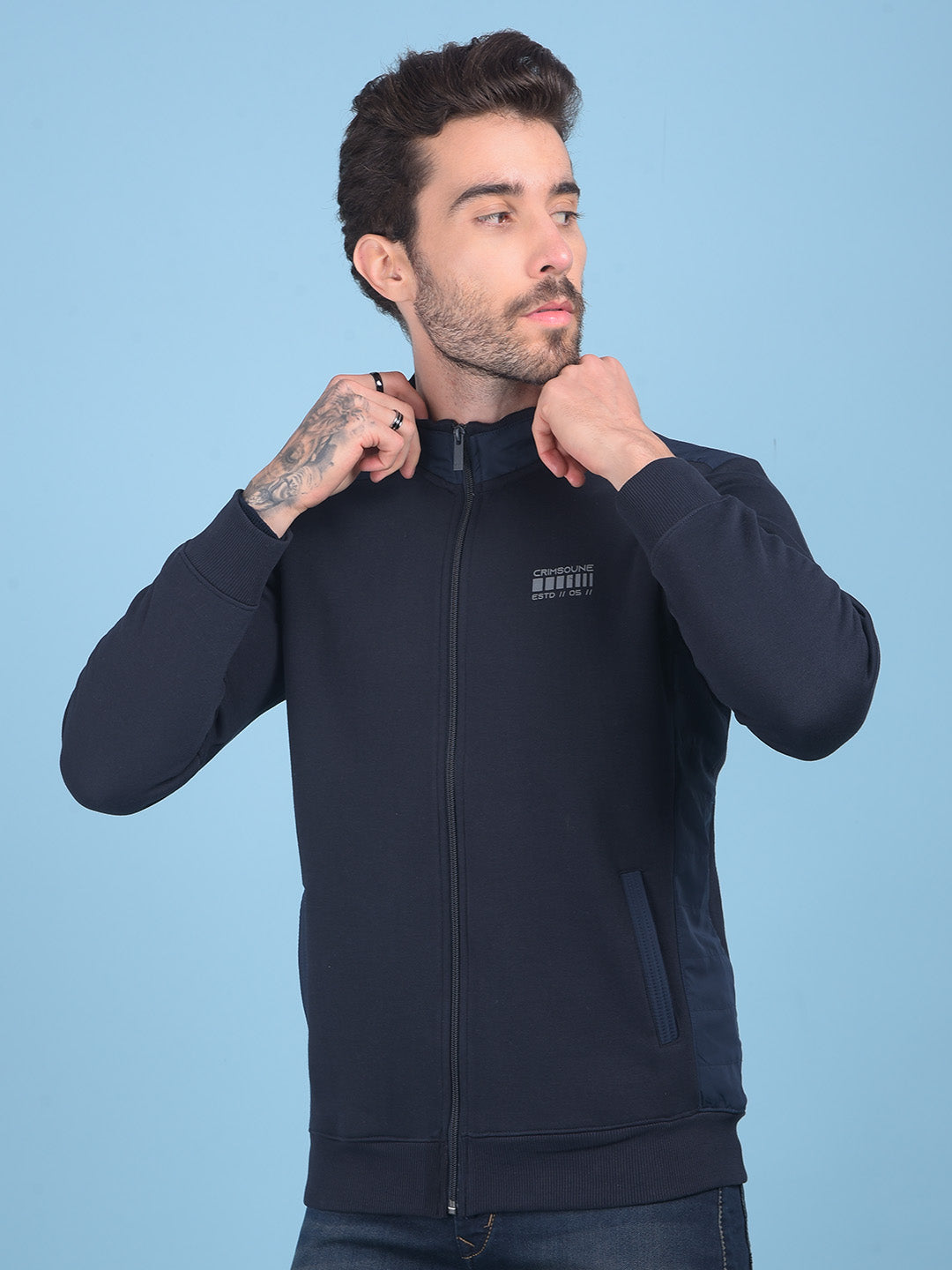 Navy Blue Sweatshirt-Men Sweatshirts-Crimsoune Club