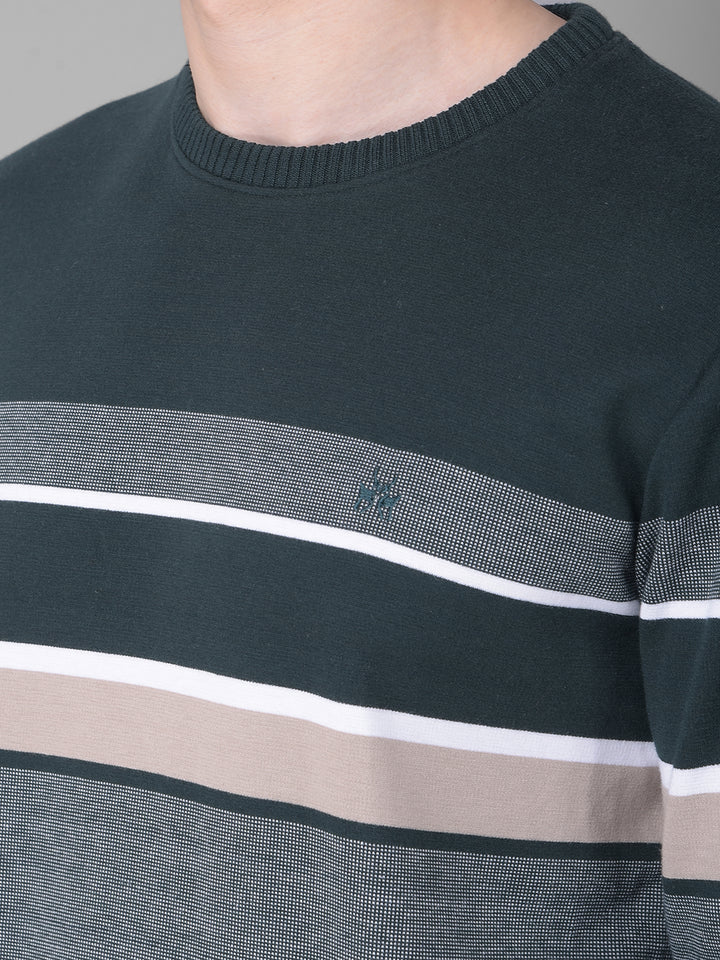 Green Striped Sweatshirt-Men Sweatshirts-Crimsoune Club