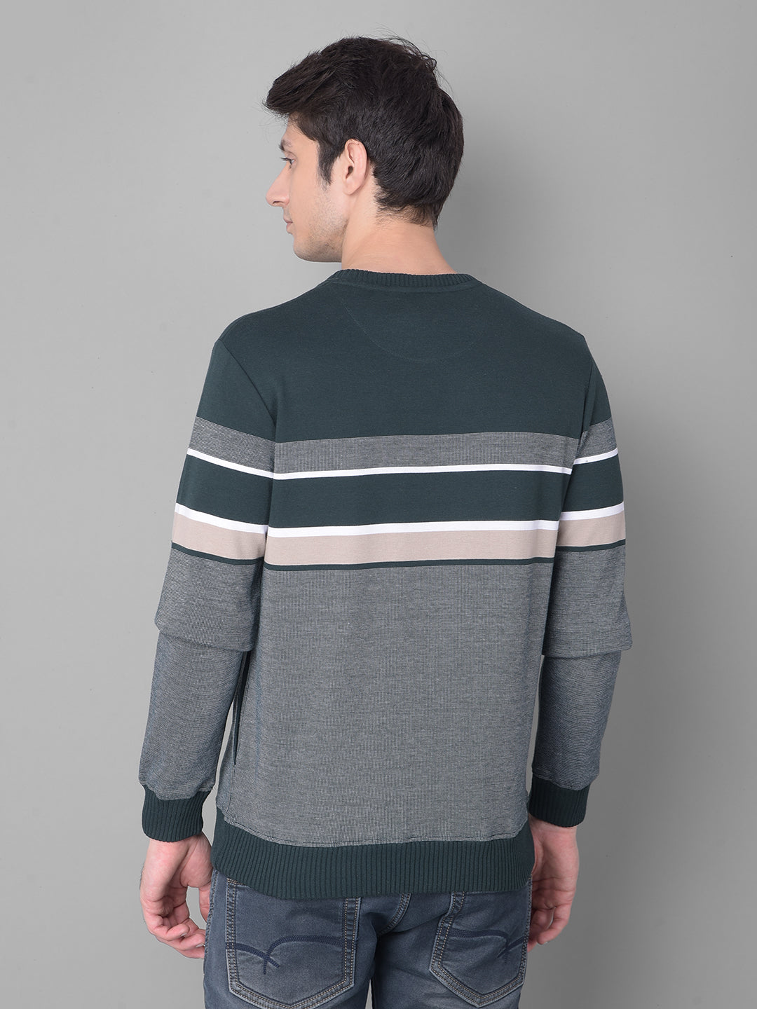 Green Striped Sweatshirt-Men Sweatshirts-Crimsoune Club