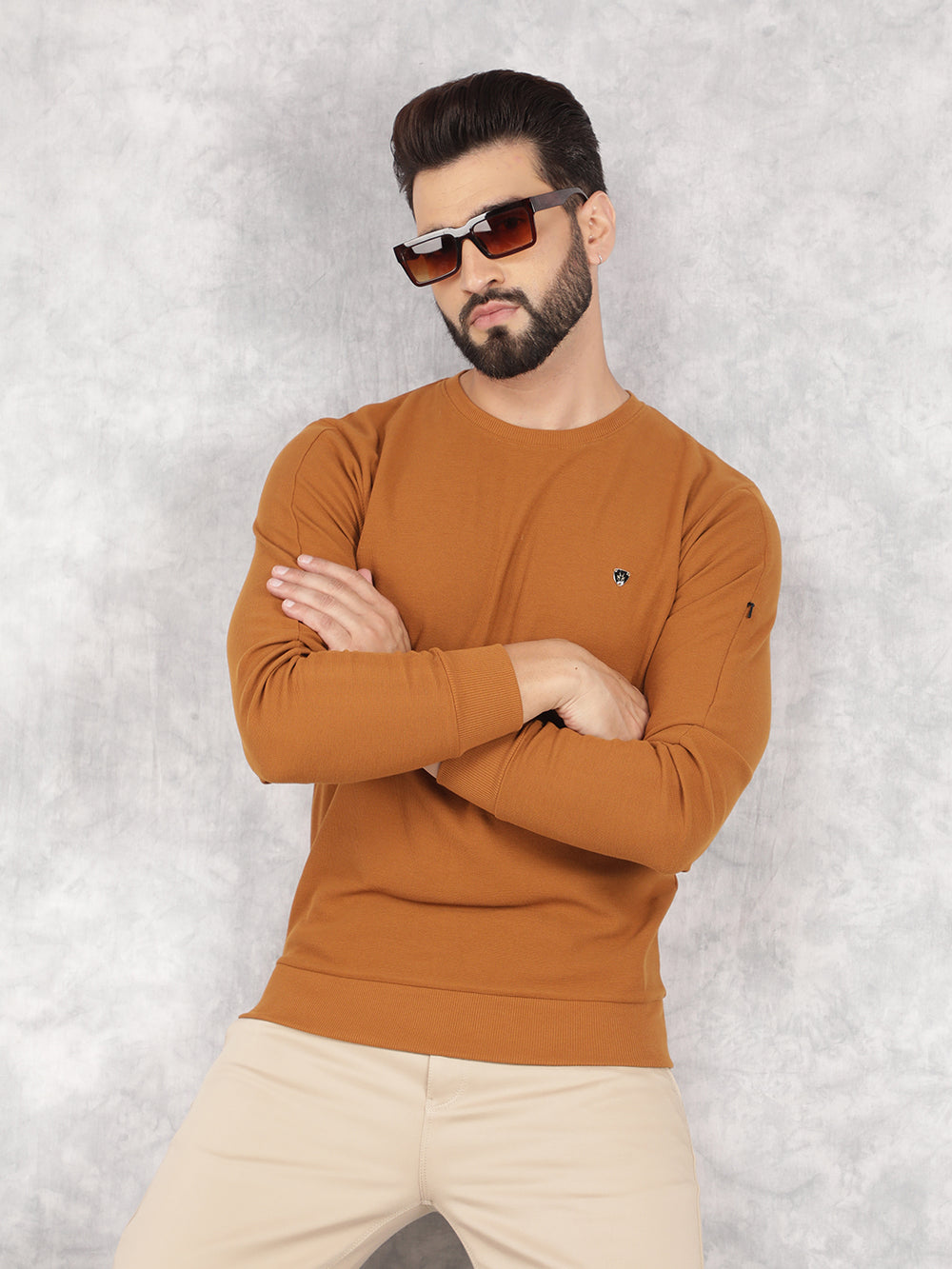 Khaki Sweatshirt-Men Sweatshirts-Crimsoune Club