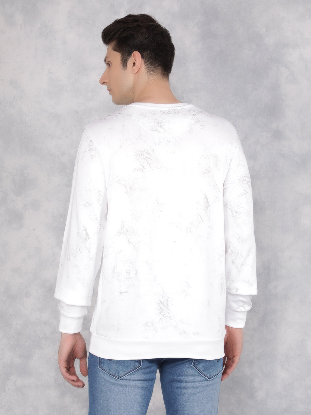 White Typographic Print Sweatshirt-Men Sweatshirts-Crimsoune Club