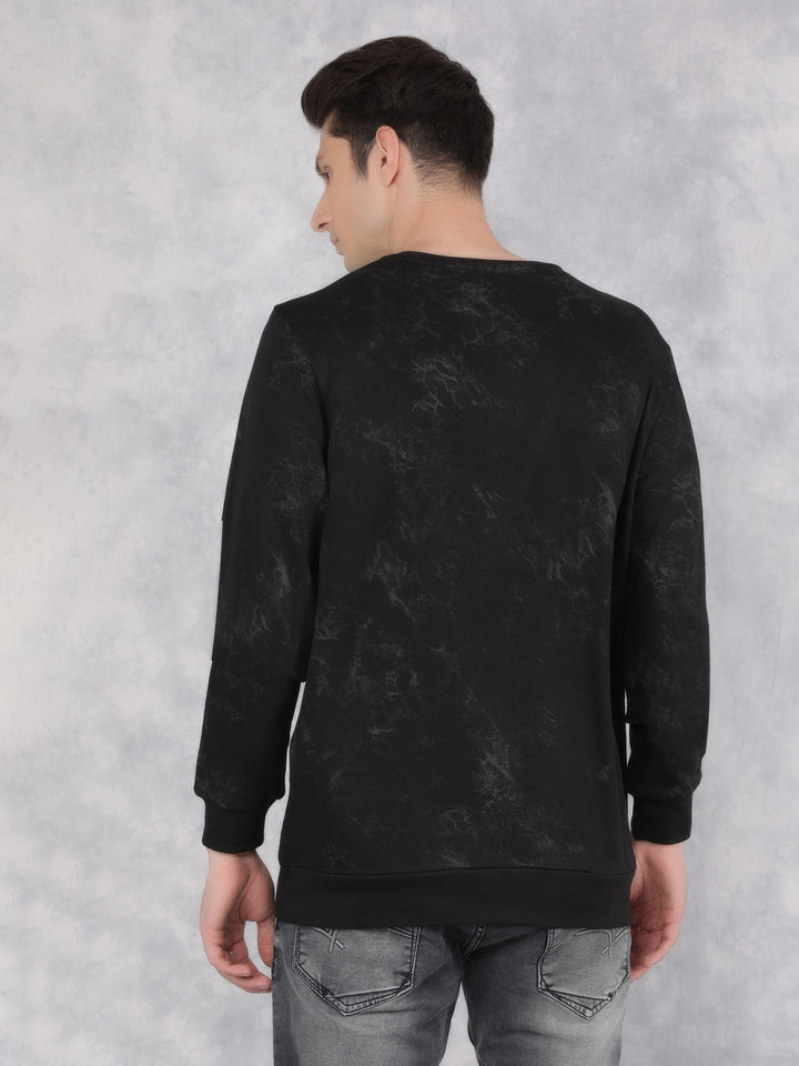 Black Typographic Print Sweatshirt-Men Sweatshirts-Crimsoune Club