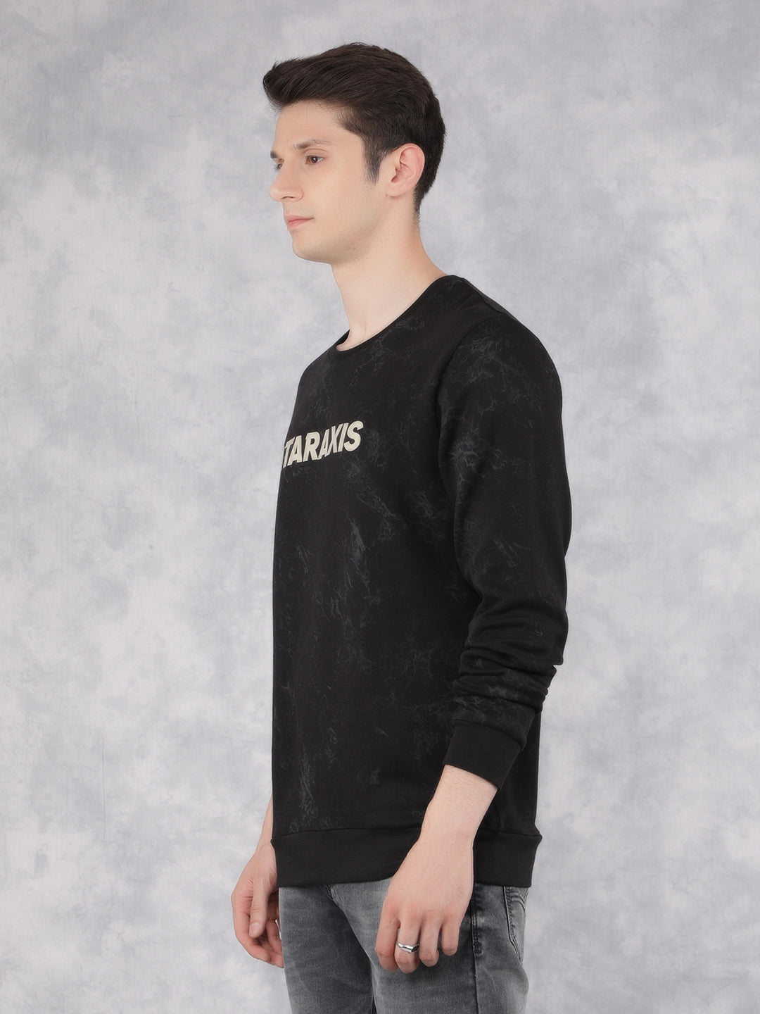 Black Typographic Print Sweatshirt-Men Sweatshirts-Crimsoune Club