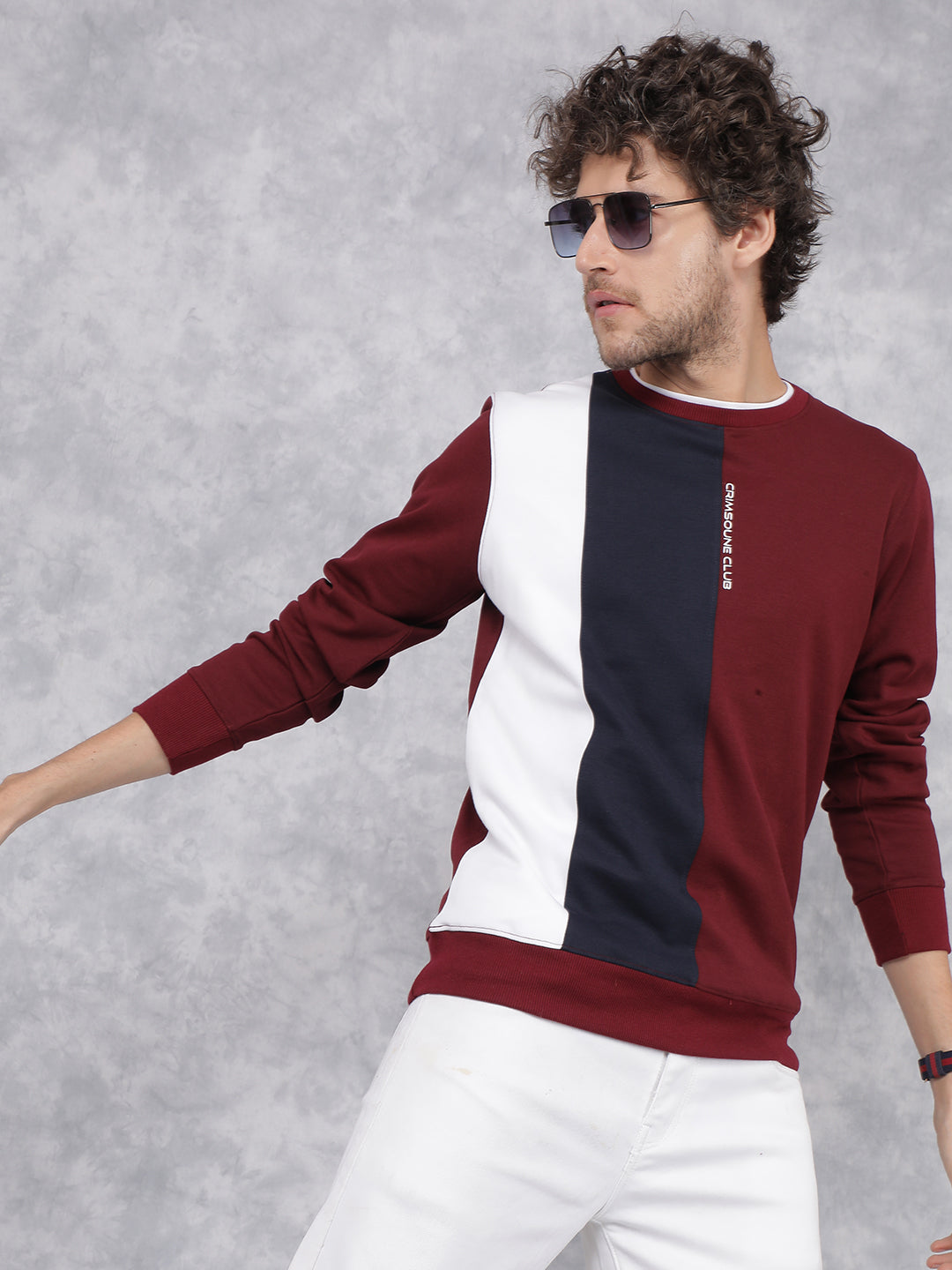 Wine Color Blocked Sweatshirt Crimsoune Club