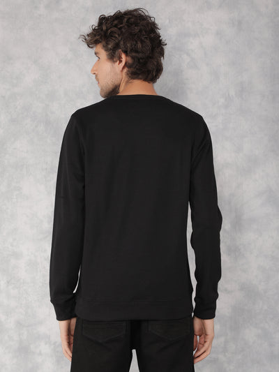 Black Color Blocked Sweatshirt-Men Sweatshirts-Crimsoune Club