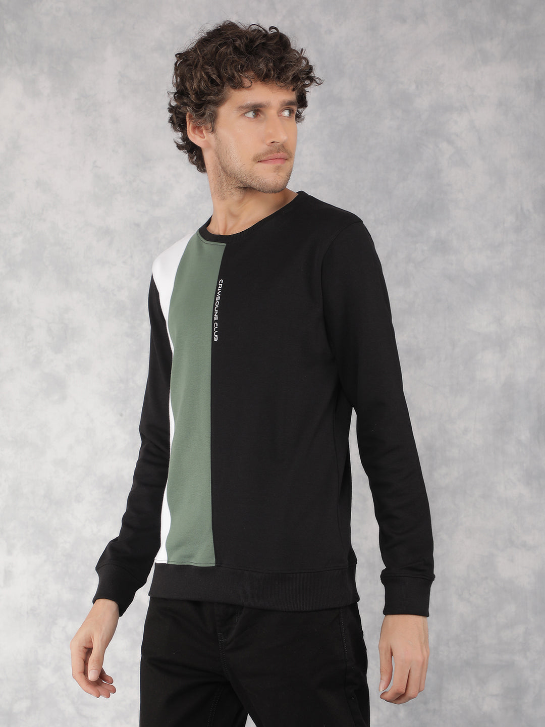 Black Color Blocked Sweatshirt-Men Sweatshirts-Crimsoune Club