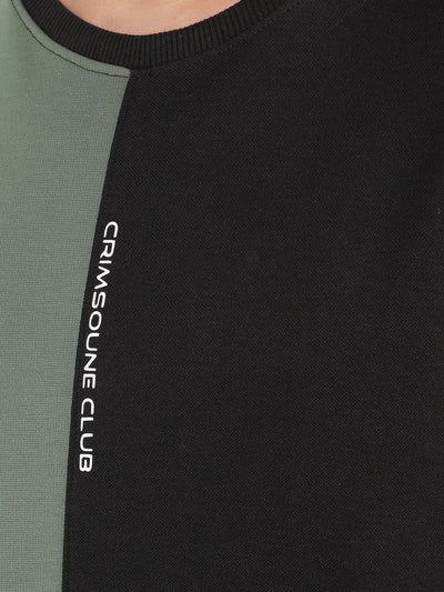 Black Color Blocked Sweatshirt-Men Sweatshirts-Crimsoune Club