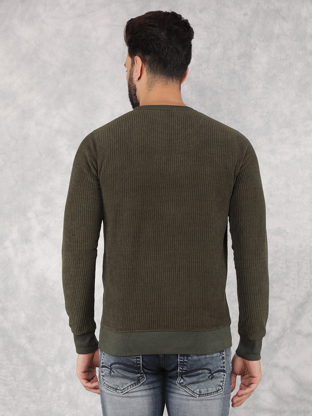 Olive Typographic Print Sweatshirt-Men Sweatshirts-Crimsoune Club