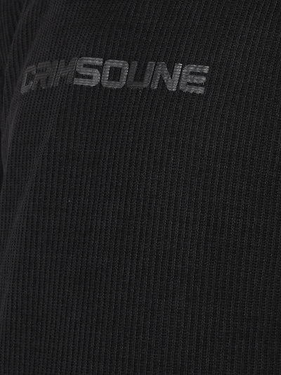 Black Typographic Print Sweatshirt-Men Sweatshirts-Crimsoune Club