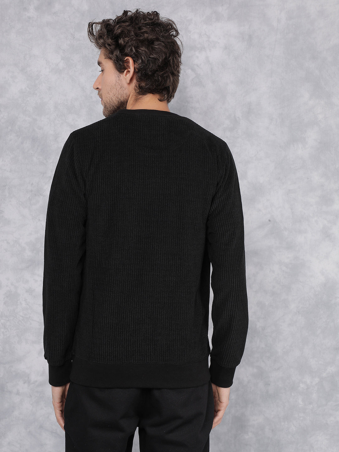 Black Typographic Print Sweatshirt-Men Sweatshirts-Crimsoune Club