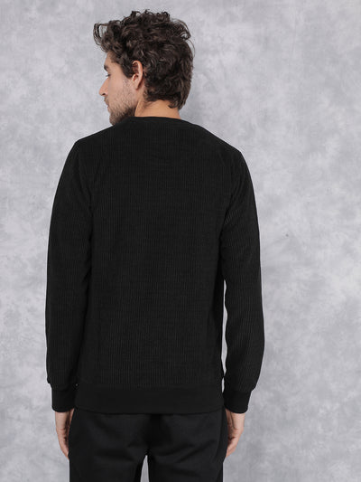Black Typographic Print Sweatshirt-Men Sweatshirts-Crimsoune Club