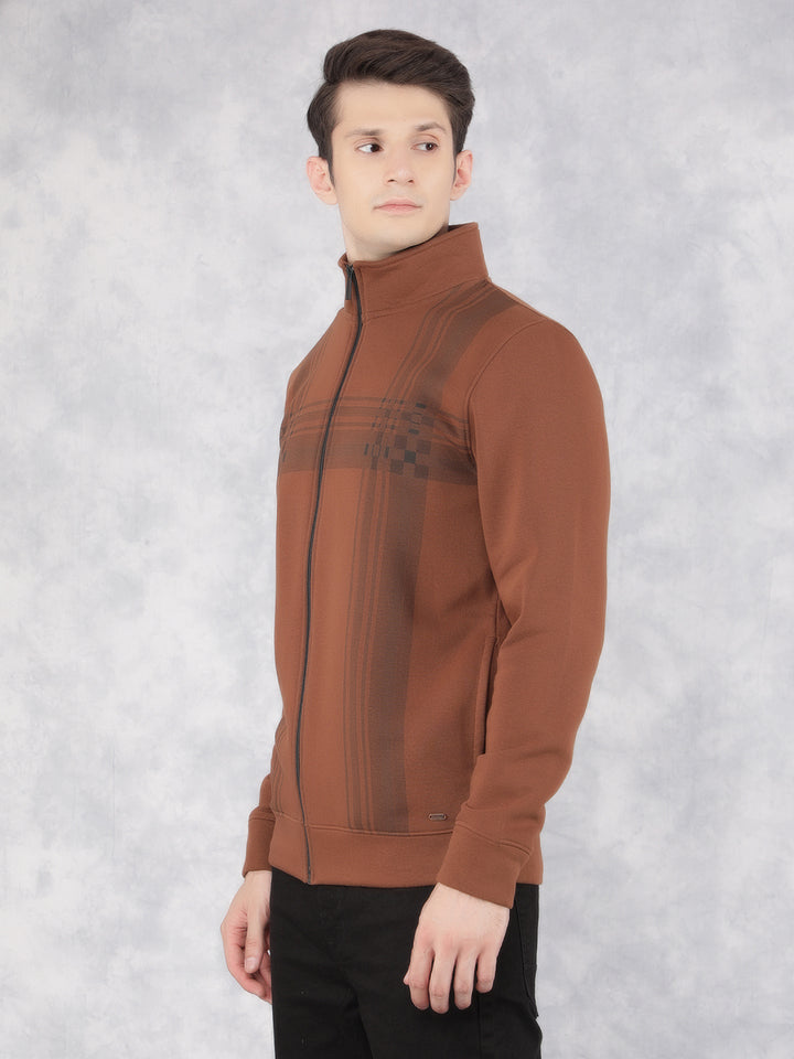 Brown Checked Sweatshirt-Men Sweatshirts-Crimsoune Club