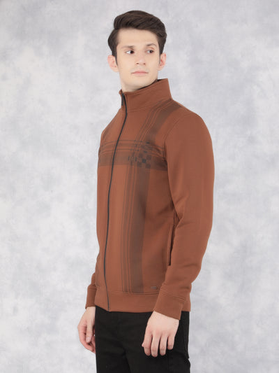 Brown Checked Sweatshirt-Men Sweatshirts-Crimsoune Club