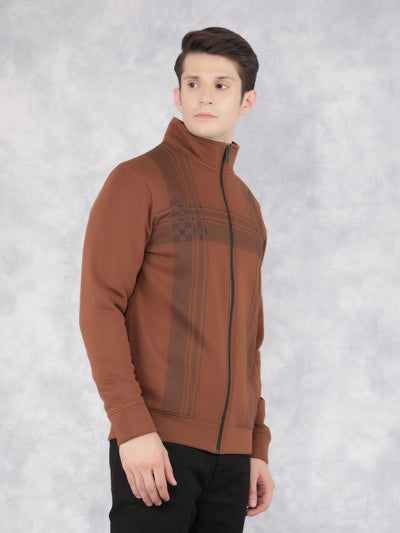 Brown Checked Sweatshirt-Men Sweatshirts-Crimsoune Club