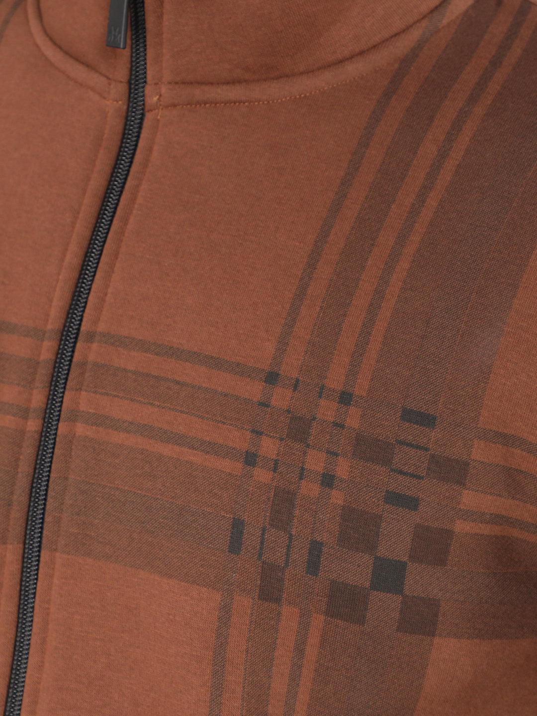 Brown Checked Sweatshirt-Men Sweatshirts-Crimsoune Club
