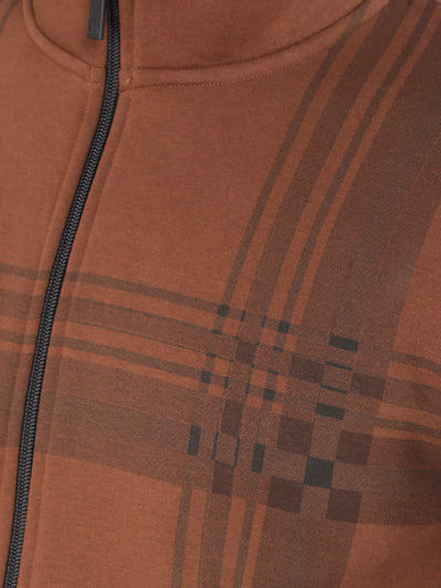 Brown Checked Sweatshirt-Men Sweatshirts-Crimsoune Club