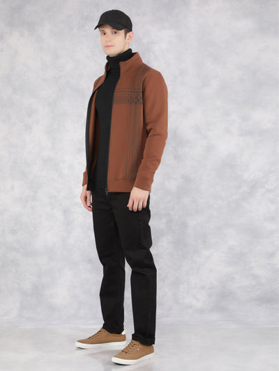 Brown Checked Sweatshirt-Men Sweatshirts-Crimsoune Club