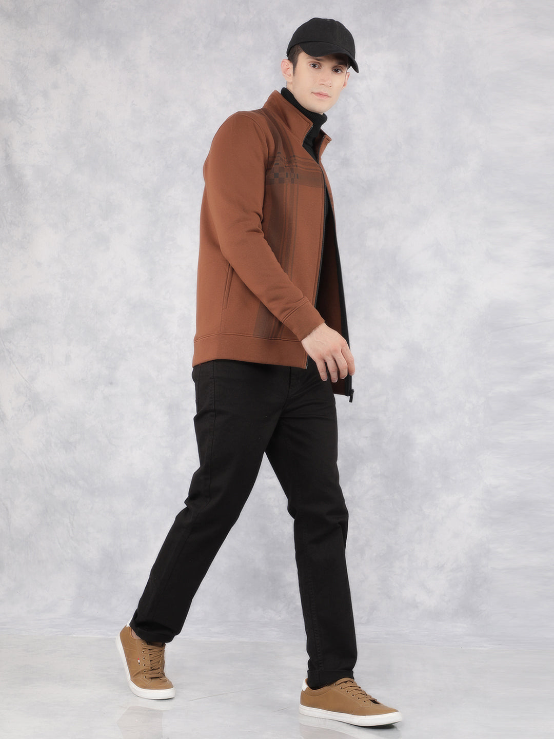 Brown Checked Sweatshirt-Men Sweatshirts-Crimsoune Club
